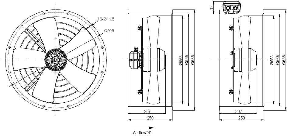 Shuft AXW 4D550-B-T вентилятор осевой вытяжной в цилиндрическом корпусе